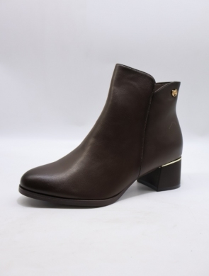 Botki damskie ocieplane na obcasie (36-41) 6562 BROWN