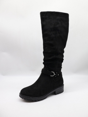 Kozaki damskie ocieplane na płaskim (36-41) F6336 BLACK