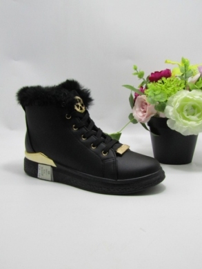 Botki damskie ocieplane na płaskim (36-41) 3007-1 BLACK