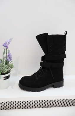 Kozaki damskie ocieplane na płaskim (36-41) CS033 BLACK