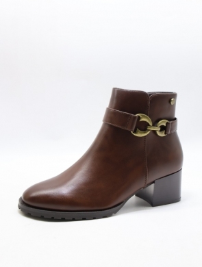 Botki damskie ocieplane na obcasie (36-41) 1366 BROWN