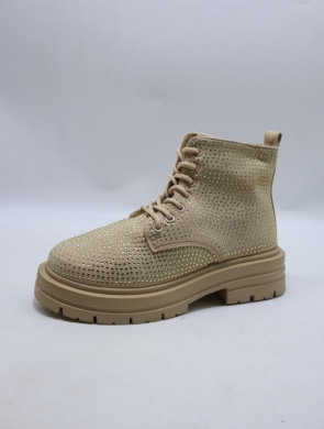 Botki damskie ocieplane na płaskim (36-41) L66-56SP BEIGE