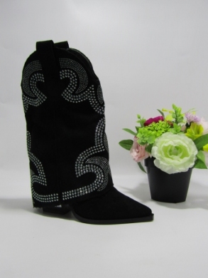 Kozaki damskie na obcasie (36-41) 9657A BLACK