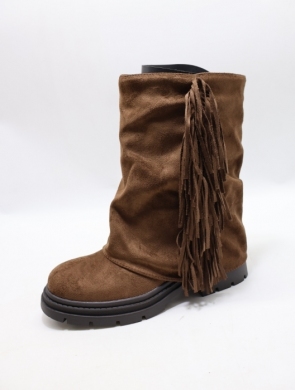 Botki damskie ocieplane na obcasie (36-41) RQ541 BROWN