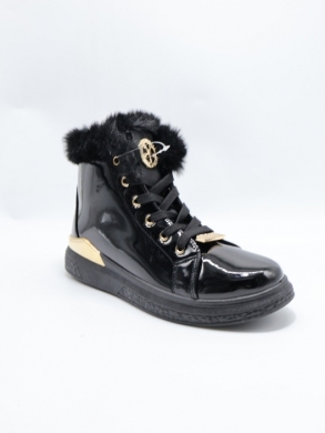 Botki damskie ocieplane na płaskim (36-41) 3007-12 BLACK