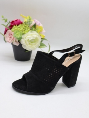 Sandały damskie na obcasie (36-41) 19-538 BLACK