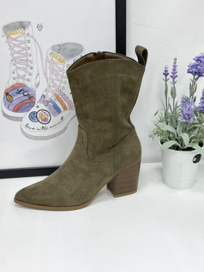 Kozaki damskie na obcasie (36-41) B703 GREEN