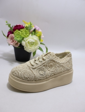 Buty sportowe damskie na płaskim (36-41) 9177 BEIGE