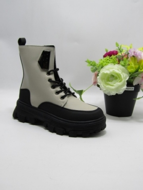 Botki damskie ocieplane na płaskim (36-41) FH01 BLACK/BEIGE