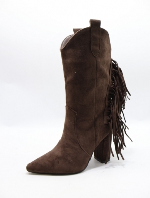 Kozaki damskie na obcasie (36-41) 2531 BROWN