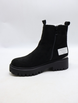 Botki damskie ocieplane na płaskim (36-41) H8-622 BLACK