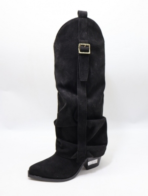 Kozaki damskie na obcasie (36-41) 7699A BLACK