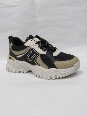Buty sportowe damskie na płaskim (36-41) 20226 BLACK/KHAKI