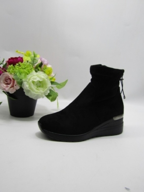 Botki damskie ocieplane na koturnie (36-41) 1319 BLACK