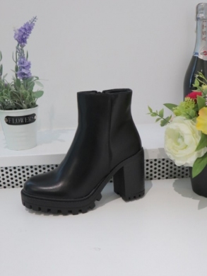 Botki damskie ocieplane na obcasie (36-41) 5787 BLACK PU