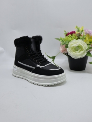 Botki damskie ocieplane na płaskim (36-41) F303 BLACK
