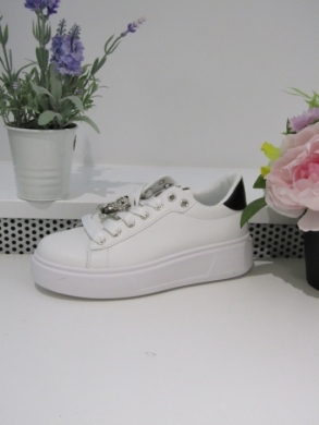 Buty sportowe damskie na płaskim (36-41) EV392-1 WHITE/BLACK