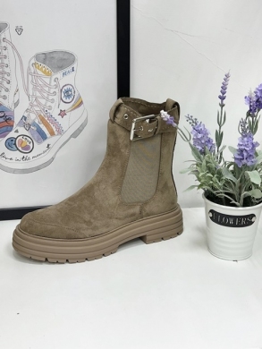 Botki damskie na płaskim (36-41) 5773 KHAKI