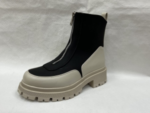 Botki damskie na płaskim (36-41) BM63 BLACK/BEIGE