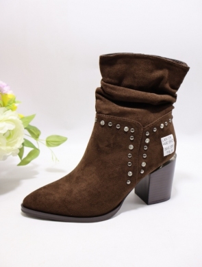 Botki damskie ocieplane na obcasie (36-41) 4490 BROWN