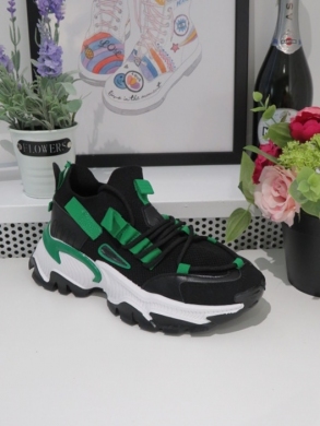 Buty sportowe damskie na płaskim (36-41) A88-121 BLACK/GREEN