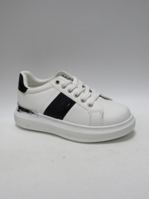Buty sportowe damskie na płaskim (36-41) BK183 WHITE/BLACK
