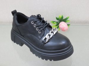 Półbuty damskie na płaskim (36-41) C21-8685 BLACK