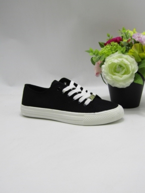 Trampki damskie na płaskim (36-41) 11063-1 BLACK/WHITE