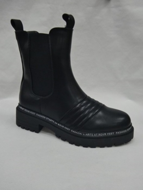 Botki damskie ocieplane na płaskim (36-41) H2183 BLACK