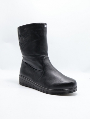 Botki damskie ocieplane na płaskim (39-43) 2205-6 BLACK