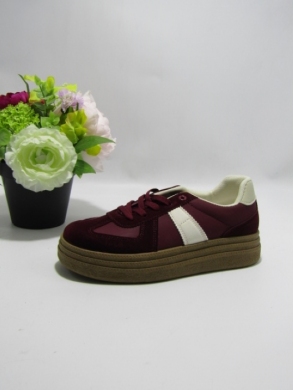 Buty sportowe damskie na płaskim (36-41) WX-132 WINE