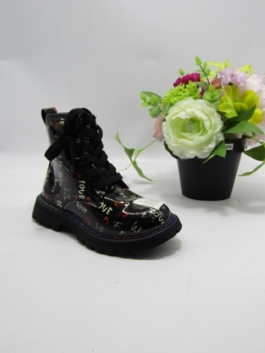 Botki dziewczęce ocieplane (31-36) A8948 BLACK/RED