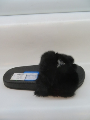 Klapki damskie z futerkiem (36-41) FF-007 BLACK