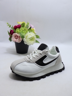 Buty sportowe damskie na płaskim (37-41) 0-1048 WH/BL