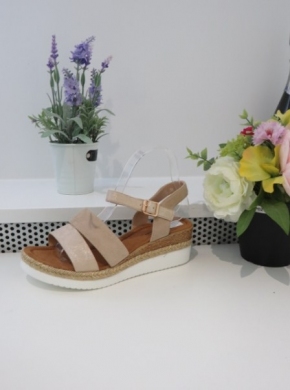 Sandały damskie na koturnie (36-41) F6176 BEIGE