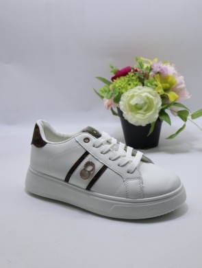 Buty sportowe damskie na płaskim (36-41) WW176 WH/BROWN