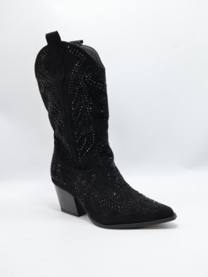 Kozaki damskie na obcasie (36-41) 7615 BLACK