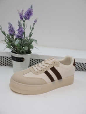 Buty sportowe damskie na płaskim (36-41) 9059 BEIGE
