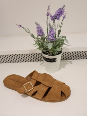 Klapki damskie na płaskim (36-41) 9783 CAMEL
