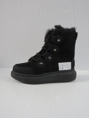 Botki damskie ocieplane na płaskim (36-41) W078 BLACK