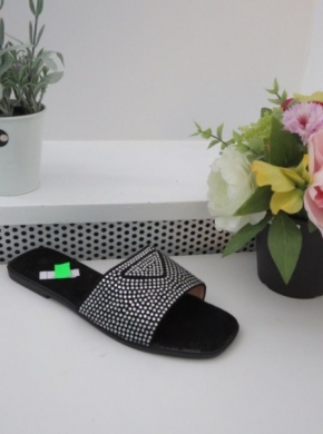 Klapki damskie na płaskim (36-41) F268 BLACK