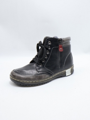 Botki damskie ocieplane na płaskim (37-42) 8707-9 BLACK/GREY