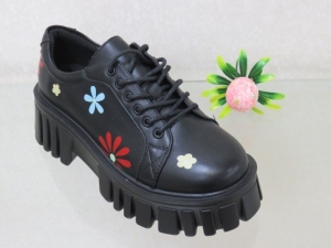 Półbuty damskie na płaskim (36-41) C21-82710 BLACK