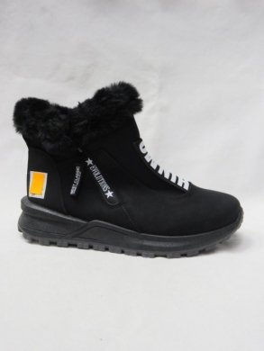 Botki damskie ocieplane na płaskim (36-41) 9130-21 BLACK