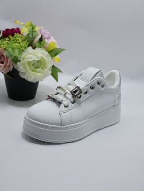 Buty sportowe damskie na płaskim (36-41) 1711 WHITE/SILVER