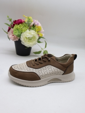 Buty sportowe damskie na płaskim (36-41) BK-619 BEIGE/BROWN