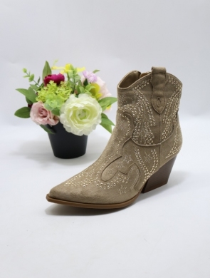 Botki damskie na obcasie (36-41) 7659A KHAKI