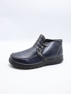 Botki damskie ocieplane na płaskim (36-42) 37601-86 BLUE/BL