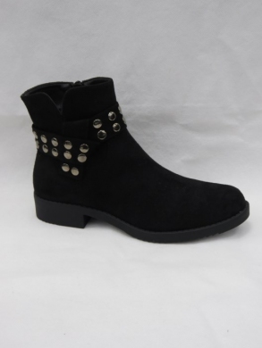Botki damskie ocieplane na płaskim (36-41) 122002 BLACK