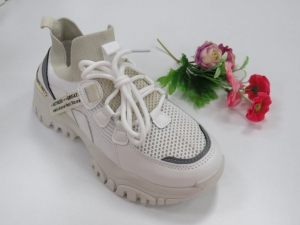 Buty sportowe damskie na płaskim (36-41) 5129 BEIGE